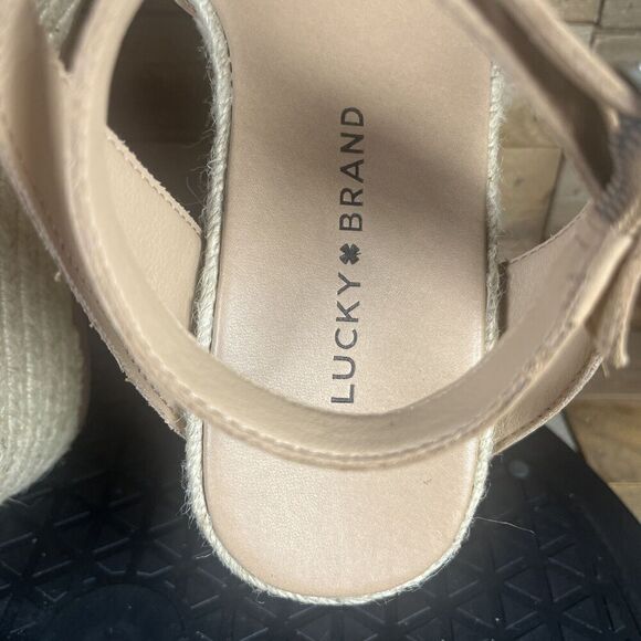 Lucky Brand Womens Size US 6.5M Valki T-Strap Espadrille Tan Platform Sandals - Picture 6 of 10